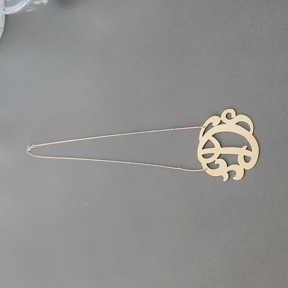 Solid 14k Gold Itallic "D" Initial Necklace Excel… - image 1